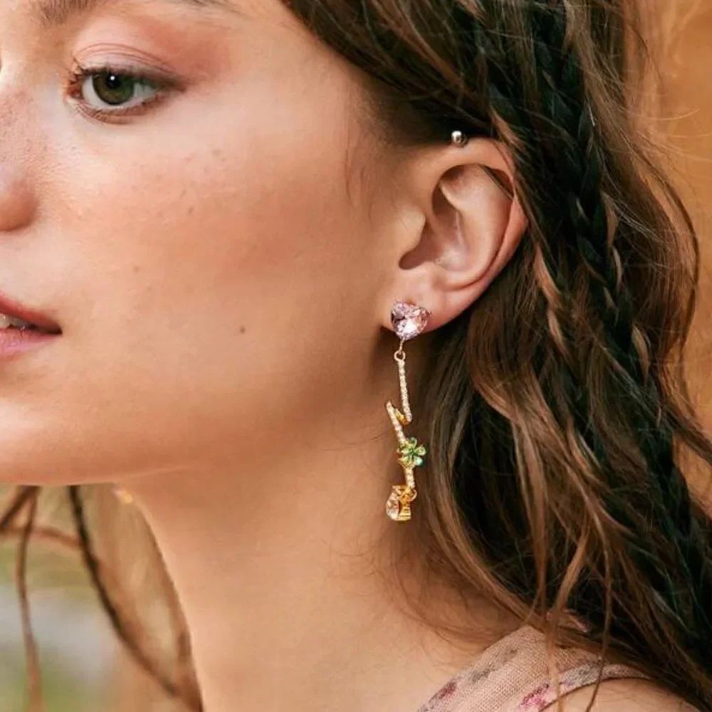 Gemstone dangle earrings #817